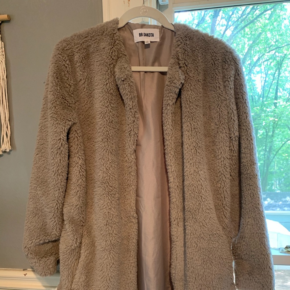 Grey Cardigan/faux fur jacket